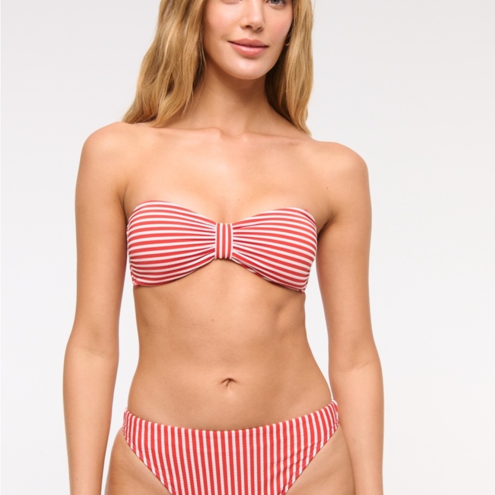 Abercrombie & Fitch Red and White Bikini Top